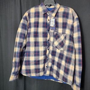 Comfort Outfitter Mens XL Blue Plaid Fleece Lined Flannel Shirt Jacket NWT‎